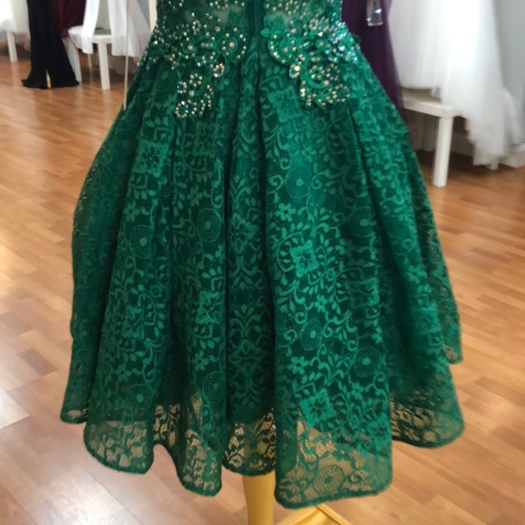 Green prom dress with tiny rhinestones - Picture 6 of 8